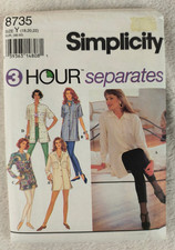 Vintage 90s Simplicity Pattern 8735 Leggings Shirt Oversized 3 Hour Separates  picture