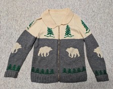 vintage COWICHAN sweater POLAR BEAR cardigan S wool knit HANDMADE jacket picture