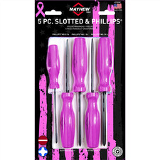 Mayhew Tools Mayhew Tools 5 PC Slotted / Phillips Screwdriver Set - Pink 26028C picture