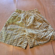 Vintage A Milano Yellow Plaid High Waisted Pleated Shorts Womens Size 11/12 80s picture