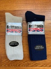 Vtg. Brittania Cotton Socks Deadstock Sz. 10-13 Choice Khaki or Navy New picture