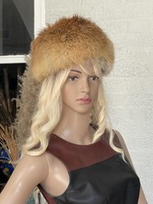 Vintage Genuine Red Fox Fur Hat Cossack Russian Style Natural Copper Luxury picture