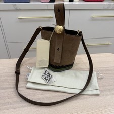 $2,500 BNWT LOEWE x Paula's Ibiza Mini Pebble Suede & Raffia Bucket Bag picture