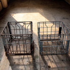 Purity Dairy Wire Milk Crate Vintage Industrial Galvanized Steel Storage Basket picture