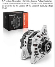 A-Premium Alternator, 12V 90A 4-Groove Pulley Clockwise picture