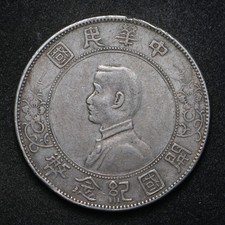 1927 Momento China Republic .900 Silver Dollar Coin VF+ Rim Bumps (cn17580) picture