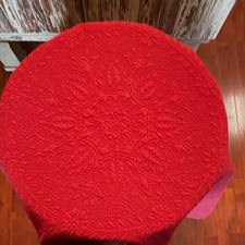 Williams Sonoma Round 70” JACQUARD  Matelasse Tablecloth Cranberry Red picture