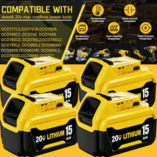 2/4Pack Max 15.0AH 20V Replace For DeWalt 20 Volt Lithium Ion Battery DCB206-2 picture
