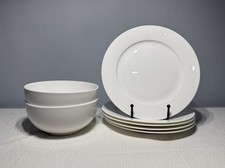 Set of 5 Mikasa Lausanne Bone China Salad Plates 8.5” White Modern Stunning picture