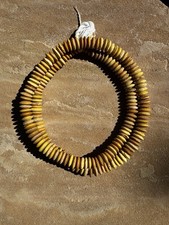Antique BODOM BEADS Venetian Glass Yellow Trade Beads Stacked Discs  15-21mm picture
