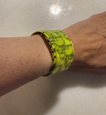 Auth Vintage Christian Dior Holographic Neon YLW Slap Bracelet John Galliano Era picture