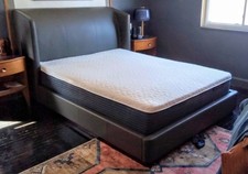 Manhattan Comfort Lenyx Vegan Leather Queen Size Bed Frame in Graphite Gray picture