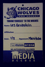 Chicago Wolves Media Access Pass Ticket Manitoba Moose Allstate Arena 1/8/2008 picture