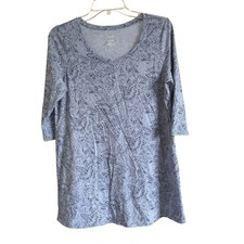 Pure J Jill Blue Paisley Ballet Sleeve Tunic Top Cotton Modal Petite M picture