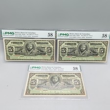 1902-14 Mexico Banco del Estado de Tamaulipas 5 Pesos Consecutive PMG 58 lot 3 picture