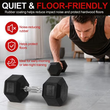 35 LB Rubber Hex Dumbbells, Set of 2, Non-Slip Grip for Home Gym Strength Traini picture