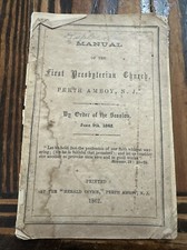 First Presbyterian Church in Perth Amboy NJ Manual Printed 1862 picture