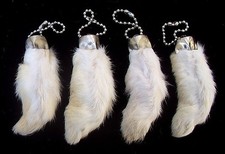 Dangerous Threads Rabbit Rabbits Foot Keychain Snow White, Silver Hardware 4 pcs picture