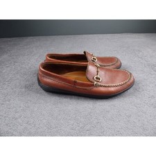 James Davis Mens Brown Pebble Grain Leather Horsebit Loafers Moc Toe SlipOn 10.5 picture