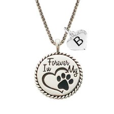Custom Forever in My Heart Dog Paw Print Silver Necklace Pendant Jewelry Initial picture