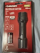 HUSKY LED Flashlight, Stainless Steel Core, 500 Lumens Batteries Included  picture