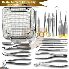 21Pcs Set Of Dental Surgery Extracting Forceps Elevators Professional Dentistry picture