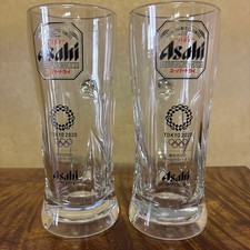 NEW Asahi Super Dry Beer Mug Glass Tokyo 2020 Olympic Official 550ml Set of 2 picture