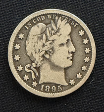 1895 o  Barber Silver Quarter 25C Partial 