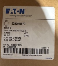 New Eaton 15A Molded Case Industrial Circuit Breakers E Frame EG 480V EGH3015FFG picture