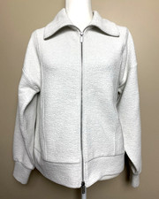 Calia Small  Elevate Knit Zipped Jacket Raw White Cream Relaxed Fit NWT MSRP $98 picture