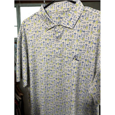 🔥Rhoback Men's The Margarita Performance Polo White Drink Print Golf Shirt M picture
