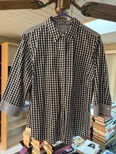 Chico's No Iron Black and White Checkered Button-Up Shirt, Size Large picture