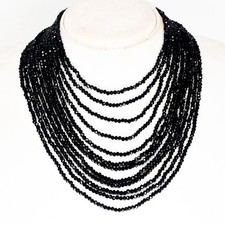 12 Strand Amazing Cut Black Spinel 465 Cts Beaded Beautiful Necklace VK 23 AZ1 picture