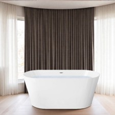 Durable 59 inch Acrylic Soaking Tub Glossy White Finish Freestanding Bathtub picture