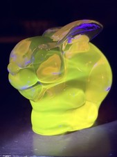 Fenton #5162 RX Ruby Red Marble Slag Bunny-Special Order for Levay-GLOW-Ex Cond picture