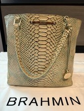 Brahmin Harrison Carryall Opal Seville Python Leather Tote Handbag picture