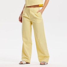 Women's High-Rise Full Wide Leg Trousers - A New Day Yellow M picture