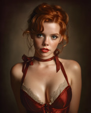 Confident Wavy Redhead with an Updo in Red Bra Art/475863434 picture