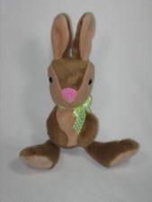 Animal Adventure Bunny Rabbit Plush Brown Green Polka Dot Bow Small 2018 picture