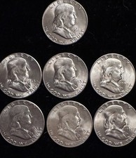 1953-S Franklin Half Dollar Choice to Gem BU Group Of 6 with & 1961-D 50¢ BU picture