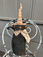 Made To Order Primitive Folk Art Black Cat Witch Doll Halloween picture