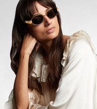 Celine CL40235U 30N Triomphe Metal Oval Sunglasses Gold Green Sunglasses picture