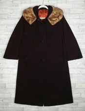 Vintage 60s 70s Youthcraft Wool Coat Faux Fur Collar ILGWU Made in USA 40