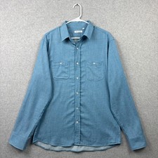 Gustin Shirt Mens XL Sky Blue Nep Denim Twill Workwear Button Up Made In USA picture