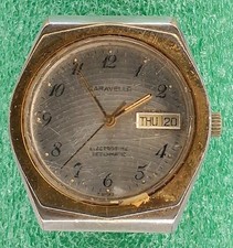 Lot W2471 Mens 1978 Caravelle Set O Matic Quartz Movement Vintage Watch Parts  picture
