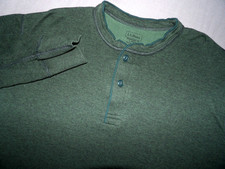 L.L. Bean Dark Green Wool Blend Henley River Driver Thermal Shirt Men's Large picture