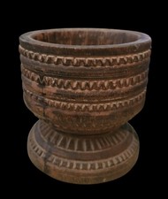 Small Antique Handcarved Wooden Mortar picture