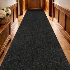 Black Runner Rug 2-6ft Wide Non Slip Rubber Back Washable Hallway Kitchen Carpet picture