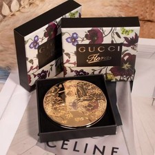 Gucci New Cosmetic Beauty Makeup Compact Mirror in Gold Flower Dance with Box picture