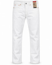 Levi's Men's 501 Original Button Fly Straight Leg Denim Soft Cotton Jeans White picture